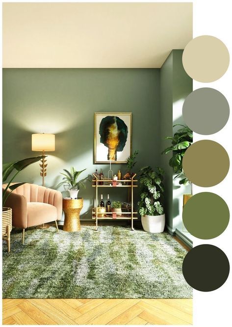 Aesthetic Room Color Combinations, Wall Color Combination With Green, Two Color Combination For Living Room, Room Color Inspo Aesthetic, Light Beige Living Room Ideas, Green Apartment Aesthetic Living Room, Living Room Green Color Palette, Light Green Wall Color Living Room, Colour For Small Living Room