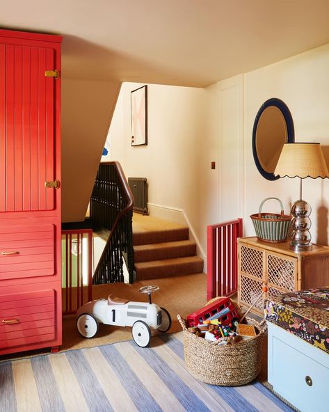 Maximalist Kids Room, Bamboo Furniture Vintage, Matilda Goad, Stair Gate, Old Chest, Spare Room, Baby Boy Rooms, Toddler Room, Play Area