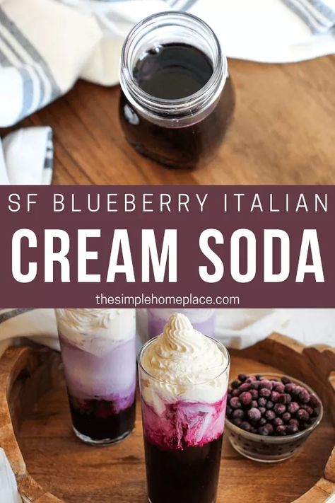 Sugar Free Blueberry Italian Cream Soda | Foodtalk Italian Cream Soda Recipe, Homemade Cold Brew Coffee, Christmas Cocktails Easy, Italian Cream Soda, Italian Cocktails, Homemade Soda, Italian Cream, Blueberry Syrup, Soda Recipe