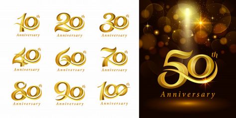 Set of anniversary logotype design, eleg... | Premium Vector #Freepik #vector #logo Number Logo Design, Logo Moodboard, 50th Anniversary Logo, Church Poster Design, Promotional Banners, Anniversary Logo, Presentation Design Template, Promotional Products Marketing, Retro Background