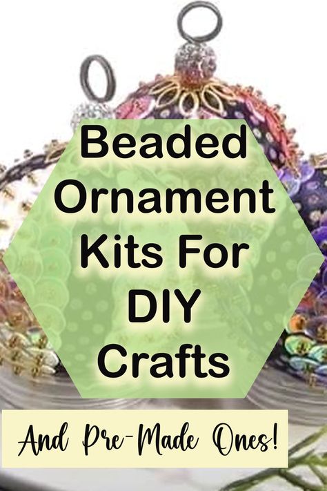 beaded ornament kits for diy crafts and pre=made ones Christmas Ornaments For Adults To Make, Diy Ornaments Adults, Bead Christmas Ornaments Diy, Ornament Crafts For Adults, Sequin Ornaments Diy, Bead Christmas Ornaments, Jeweled Christmas Ornaments, Christmas Beads Craft, Christmas Glitter Ornaments