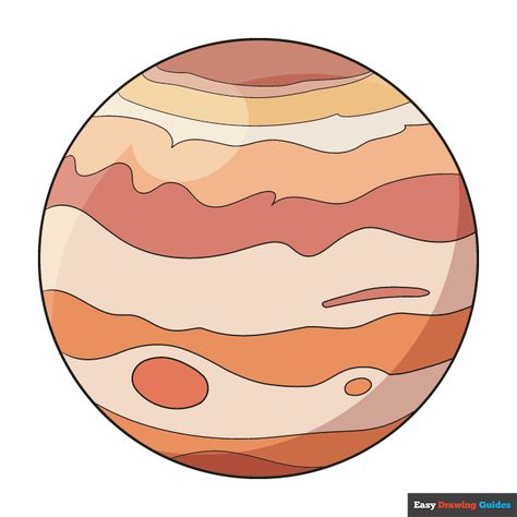 Jupiter step-by-step drawing tutorial: step 11 Jupiter Drawing Planet, Easy Planet Painting, Planet Jupiter Aesthetic, Jupiter Illustration, Jupiter Drawing, Jupiter Color, Planeta Jupiter, Jupiter Art, Jupiter Poster