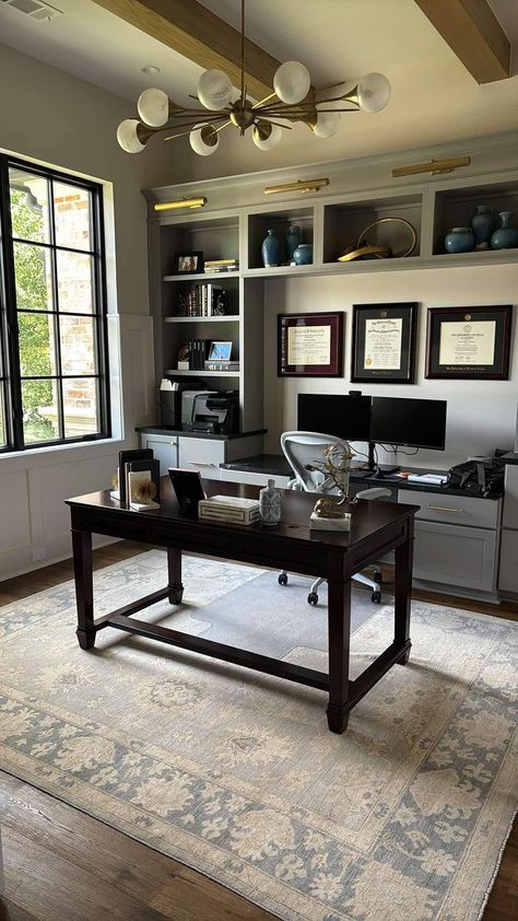 Corner Office Aesthetic, Office With Desk In Middle Of Room, Desk In Middle Of Room, Professor Office, Podcast Studio, Corner Office, Office Inspo, Study Inspo, Newport News