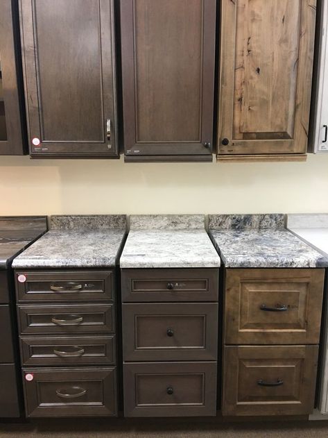 Rustic Kitchen Cabinet Colors, Kitchen Stained Cabinets, Dark Stained Kitchen Cabinets, Stained Wood Kitchen Cabinets, Stained Wood Cabinets, Alder Kitchen Cabinets, Hickory Kitchen Cabinets, Custom Kitchen Remodel, Hickory Kitchen