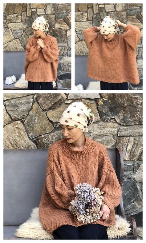 Boxy Sweater Knitting Pattern, Balloon Sleeve Sweater Knitting Pattern, Oversize Sweater Knitting Pattern Free, Plus Size Knitting Patterns, Knit Hoodie Pattern, Oversize Sweater Knitting Pattern, Oversize Sweater Pattern, Pullover Sweaters Pattern, Big Momma