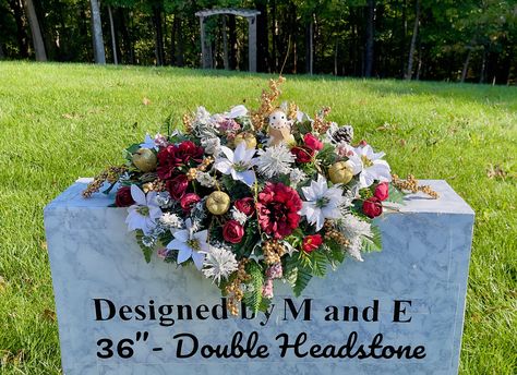 One-of-a-Kind Snowman Christmas Cemetery Saddle Christmas, Christmas Cemetery Flowers, Christmas Headstone Saddle Arrangement, Memorial by DesignedbyMandE on Etsy Christmas Cemetery Flowers, My Promise To You, Cemetery Flowers, Special Flowers, Grave Marker, Snowman Christmas, All Flowers, Christmas Christmas, Christmas Snowman