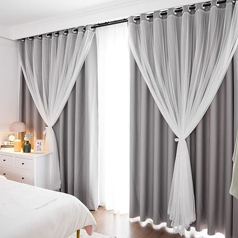 Curtains For White Bedroom, Curtainswith Sheers, Grey Sheer Curtains Living Room, Curtians For Bed, Grey Sheer Curtains Bedroom, Living Room Teal, Grey And White Curtains, Light Grey Sheer Curtains, White Curtains Living Room