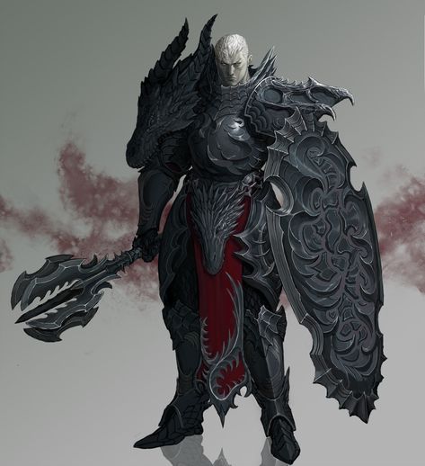 Dark Knight Rpg, Dark Paladin, Dark Dragon, Fantasy Worlds, 다크 판타지, Dungeons And Dragons Characters, Mythology Art, Fantasy Armor, Armor Concept