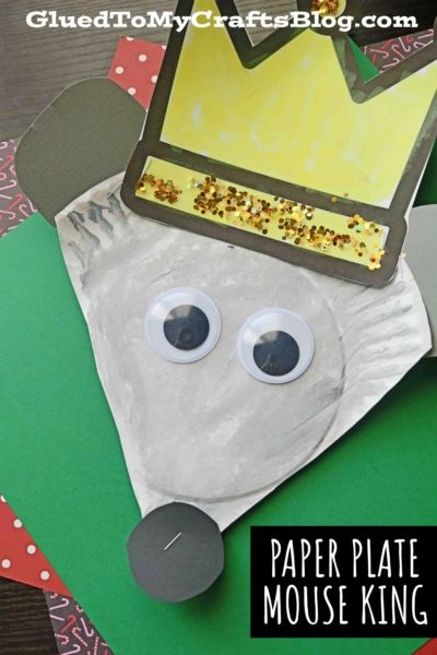 Paper Plate Mouse King - Glued To My Crafts - Let's Get Crafty! Preschool Nutcracker Craft, Nutcracker Crafts Preschool, Nutcracker Crafts For Kids, Mouse King Nutcracker, Nutcracker Crafts, King Craft, Stick Christmas Tree, Mouse King, Handprint Christmas