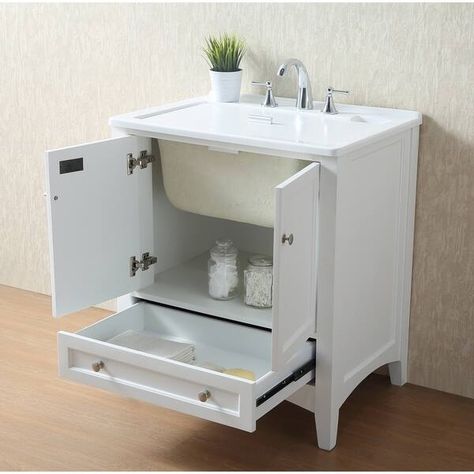 pretty utility sinks - Google Search Laundry Utility Sink, Basement Utility Room, Utility Sinks, Utility Room Designs, Basement Laundry Room, Laundry Powder, Laundry Cabinets, Basin White, Laundry Room Sink