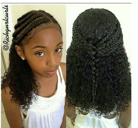 Lovely natural hair style Braided Hairstyles For School, Kid Hair, Natural Hairstyles For Kids, Pelo Afro, Girls Braids, Natural Styles, Scene Hair, Hair Crush