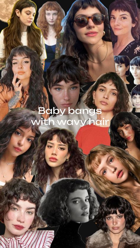 This baby bangs in wavy or curly hair look so stylish and cool Curly Baby Bangs, Wavy Or Curly Hair, Bangs Curly Hair, Bangs Wavy, Bangs Wavy Hair, Baby Bangs, Bangs Curly, Curly Hair With Bangs, Wavy Hair