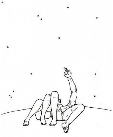 Couple Looking At Stars Drawing, Star Gazing Drawing Reference, Star Gazing Pose Reference, Stargazing Sketch, Cloud Watching, Relationship Drawings, Tattoos 2024, Sky Tattoos, Sleeping Drawing