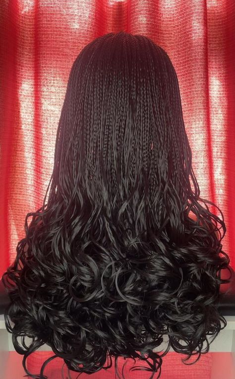 French Curls Box Braids Medium, French Curls Black, Black French Curls, French Curls Braids Black, Pony Braids, Micro Braids Styles, Curly Braided Hairstyles, Curls Braids, Curl Braids