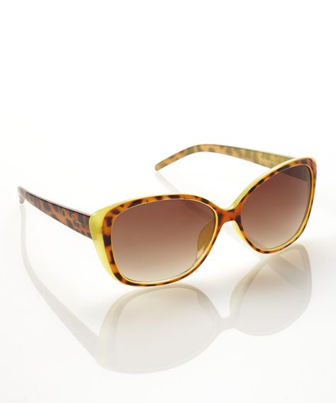 Jessica Simpson Collection Animal Yellow Classic Cat-Eye Sunglasses by Jessica Simpson Collection #zulily #zulilyfinds Jessica Simpson Collection, Large Jewelry, Copper Metal, Jessica Simpson, Cat Eye Sunglasses, Cat Eye, That Look, Look At, Fashion Outfits