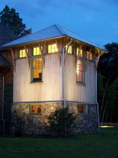 . Tower Room, Fire Tower, Cabin Tiny House, Rustic Exterior, Lookout Tower, A Small House, Clerestory Windows, Tower House, Tower Design