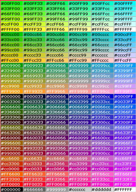 ♥♥♥ Color Table: Hex and HTML Codes Aesthetic Html Color Codes, Gta 5 Crew Color Hex Codes, Genealogy Gifts, Html Color Codes, Birth Colors, Rgb Color Codes, Hexadecimal Color, Hex Color, Color Table