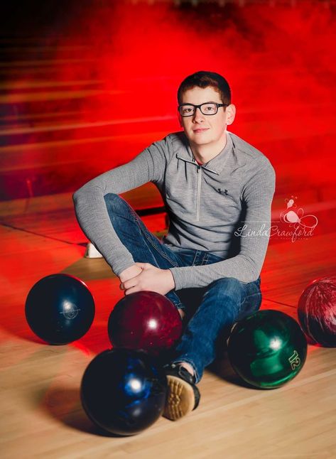 Bowling, senior, senior boy, smoke, fog, lights, bowling alley Bowling Senior Pictures Guys, Bowling Senior Pictures, Bowling Photoshoot Picture Ideas, Bowling Photoshoot, Bowling Photography, Senior Picture Ideas For Guys Baseball Pitcher, Bowling Pictures, Senior Posters, Senior Photoshoot Poses