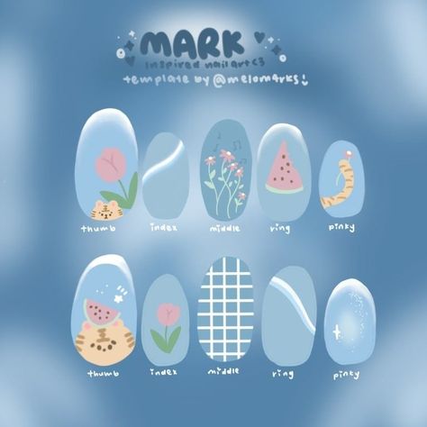 Nail Template Designs, Nail Art Nct, Nct Nails Designs, Paper Nails Design, Nail Art Kpop, Nct Nails, Paper Nails, Fake Nails For Kids, Nail Designs Easy Diy