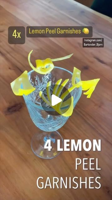 Björn van Tricht on Instagram: "4 lemon peel garnishes 🍋  . . #lemons #garnishforcocktails #garnish #garnishgame #mocktails #mocktail #cocktail #cocktails #cocktailsandmixology #cocktailrecipe #barmanacademy #bartendingschool #barskills #bartend #bartendaz #barschool #baracademy #barlife #cocktailshaker #bartender" Lemon Peel Garnish, Lemon Garnish, Bartending School, Lemon Cocktail, Drink Garnishing, Cocktails To Try, Liquor Drinks, Cocktail Garnish, Cocktail Art