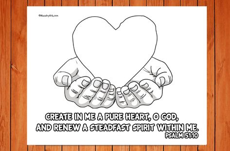 ‘Create in Me a Pure Heart’ Printable (Psalm 51:10) Guard Your Heart Craft, Create In Me A Clean Heart Craft, Clean Heart Craft, Toddler Church Crafts, Heart Crafts Kids, Psalm Verses, Scripture Crafts, Heart Lesson, Psalm 51 10