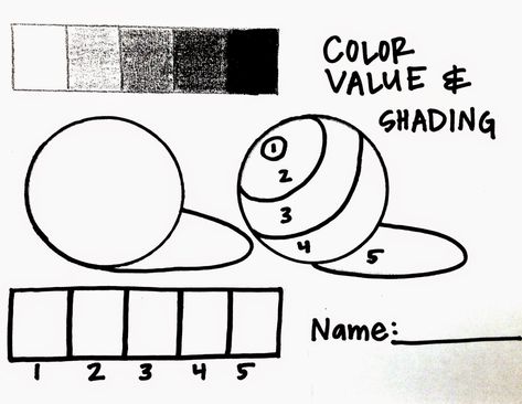 Shading Activity, Value Art Drawing, Value Shading, Shading Art, Color Value, Classe D'art, Art Handouts, Teaching Drawing, Middle School Art Projects