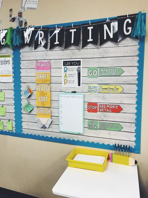 4th Grade Classroom Setup, Classroom Goals, Tiny Room, 4th Grade Ela, 4th Grade Writing, Elementary Classroom Decor, Classroom Board, 5th Grade Classroom, Ela Classroom