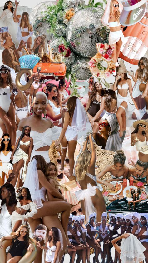 Bachelorette Party Mood Board, Bachelorette Beach Aesthetic, Vintage Beach Bachelorette, Yacht Bachelorette Party, Bach Party Yacht, Bikinis And Martinis Party, Bachelorette Boat Day Aesthetic, Bikinis And Martinis Bach, Boat Bachelorette Party