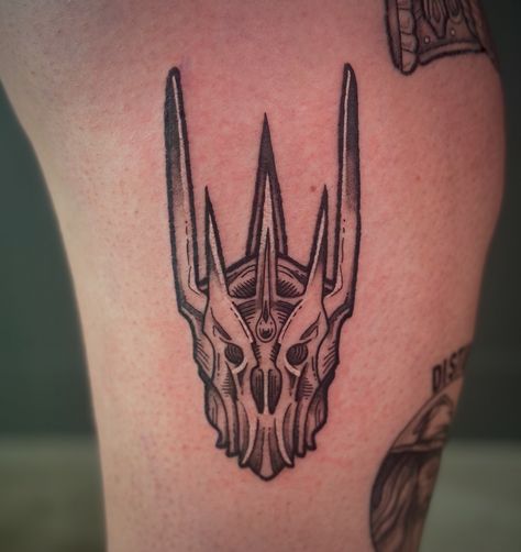 Helm of Sauron for Corinne 🫶🏻 This one was the second LoTR tattoo I’ve done for her (you can see a little bit of the Crown of Gondor up in the corner there), and I can’t wait for many more! I had a BLAST doing LoTr tattoos from my flash sheet this year, and I’m already tryin to plan ahead and think about what I’m going to do for next year. What do you guys want to see that’s LoTR themed? 💛 • • • #helmofsauron #lotr #lordoftherings #lordoftheringstattoo #lotrtattoo #saurontattoo #sauron #utaht... Crown Of Gondor, Lotr Tattoo, Lord Of The Rings Tattoo, Flash Sheet, Having A Blast, Lord Of The Rings, The Crown, I Tattoo, See It