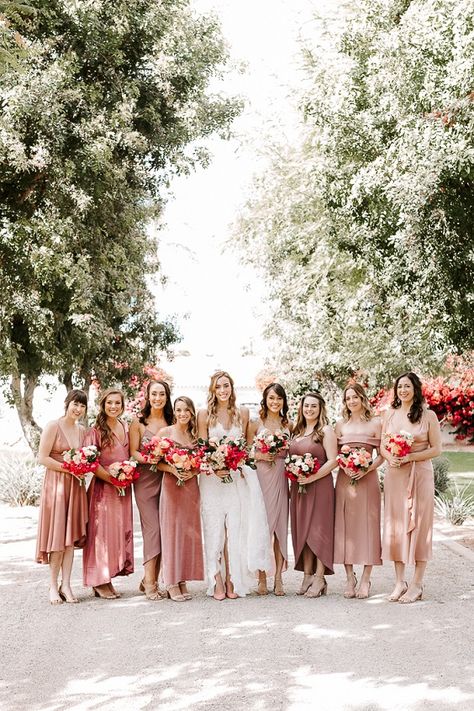 April Wedding Colors, Pink Bridesmaid Dresses Mismatched, Bridesmaid Dresses Mismatched, Light Pink Bridesmaids, Light Pink Bridesmaid Dresses, Dusty Pink Bridesmaid Dresses, Peach Bridesmaid, Peach Bridesmaid Dresses, Spring Bridesmaid Dresses