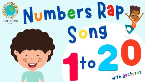 Number Songs For Kindergarten, 1 To 20 Numbers, Rhymes For Kindergarten, Number Songs Preschool, Counting Rhymes, Number Song, Math Songs, Counting Songs, Esl Kids