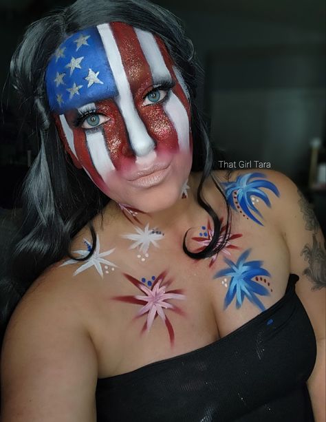 4th of July Body Paint Fourth Of July Body Paintings, Patriotic Face Paint, 4th Of July Face Paint, July Face Paint, Game Themes, Paint Ideas, Usa Flag, Body Painting, Face Painting