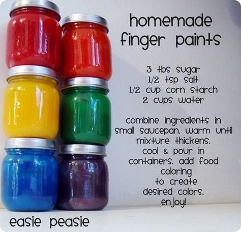 Easy DIY Crafts for Kids to Make | Fun Homemade Finger Paints | DIY Projects & Crafts by DIY JOY at http://diyjoy.com/pinterest-crafts-for-kids-diy-paint Taste Safe Paint, Juniper Crafts, Homemade Paint For Kids, Diy Finger Paint, Easy Diy Crafts For Kids, Toddler Painting Activities, Paint Samples Crafts, Finger Painting For Toddlers, Fun Things For Kids