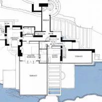 ✅ Fallingwater House - Data, Photos & Plans - WikiArquitectura Fallingwater Plan, Fallingwater House Plan, Falling Water House Plan, Frank Lloyd Wright Sketches, Fallingwater House, Falling Water House, Music Corner, Over The River, Architecture Student