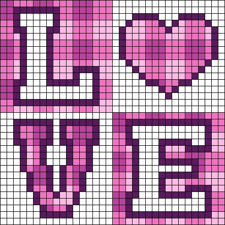 Alpha pattern #165013 | BraceletBook Cute Alpha Patterns, Small Alpha Patterns, Pixel Letters, Small Pixel Art, Keychain Valentine, Valentine Text, Easy Yarn Crafts, Text Letters, Graph Paper Drawings