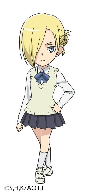 Annie Leonhardt (Attack on Titan: Junior High) Annie Leonhardt Junior High, Annie Aot, Attack On Titan Junior High, Female Titan, Annie Leonhardt, Annie Leonhart, Eren X Mikasa, The Legend Of Heroes, Aot Characters