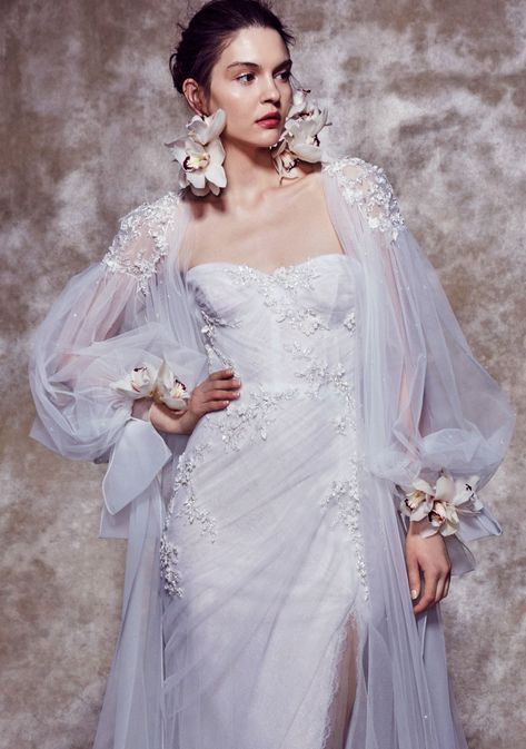 Marchesa is always going to be a resource for voluminous gowns, intricate embroideries... Punk Wedding Dresses, Couture Embellishment, Punk Wedding, Bohemian Style Wedding Dresses, Commitment Issues, Wedding Dresses 2020, Oc Inspo, Haute Couture Dresses, Atelier Versace