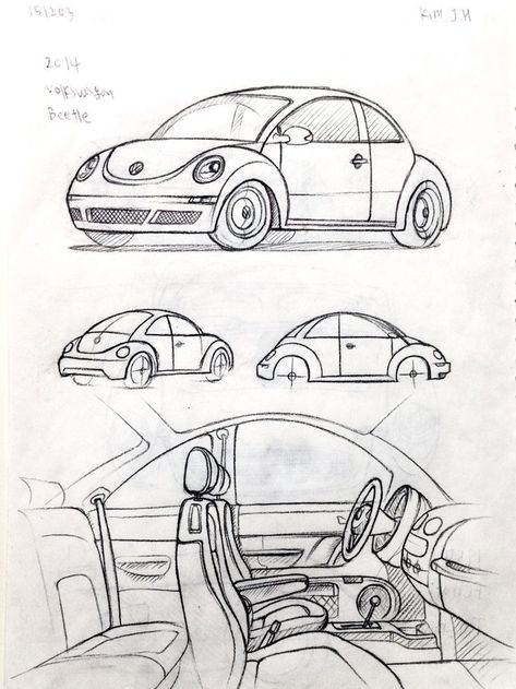 Car Drawing Perspective, Cars Perspective, Car Perspective, 2019 Volkswagen Beetle, Beetle Drawing, Sticker Tattoo, Motorcycle Drawing, Tattoo Trend, Beetle Car