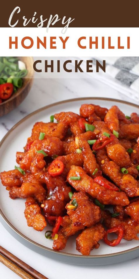 Asian Chilli Chicken, Chinese Honey Pepper Chicken, Honey Garlic Chilli Chicken, Chicken Dinner Recipes For Family Main Dishes, Crispy Chilli Chicken Chinese, Honey Chicken Noodles, Thai Honey Chicken, Honey Chilli Sauce Recipe, Crispy Sweet Chilli Chicken