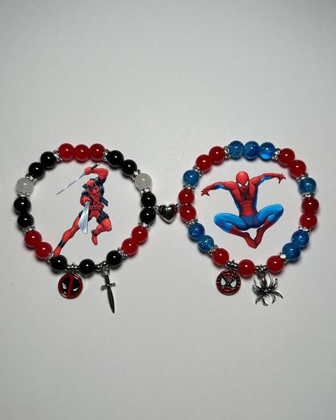 Me and who. 🖤❤️💙🕷️🗡️ Deadpool and Spider-Man matching bracelets available this Friday, November 22 at 9 PM Eastern standard time! Click on our Instagram story to turn on notifications so you don’t miss out! • • • • • • • #bracelets #spiderman #spidermananddeadpool #braceletoftheday #jewelry #deadpoolandspiderman #explore #instagood #explorepage+ #viral #marvel #marvelcomics #marvelstudios #spidergirl #spiderboy #spiderboy #superhero #villians #spiderverse #deadpool2 #deadpoolmovie #matching #... Spiderman Kandi Bracelet, Spiderman Kandi, Spider Man Bracelet, Spider Man Matching, Superhero Bracelets, Deadpool And Spider Man, Cute Bracelet Ideas, Themed Bracelets, Spider Man Stuff