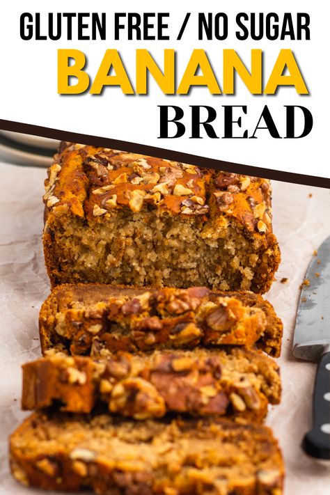 Sugarless Banana Bread, Clean Banana Bread, Banana Bread Without Sugar, No Sugar Banana Bread, Low Sugar Banana Bread, Gluten Free Banana Bread Recipe, Banana Walnut Cake, Sugar Free Banana Bread, Starbucks Pumpkin Bread