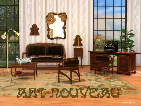 ShinoKCR's Art Nouveau Sample Steampunk Bedroom, Steampunk Kitchen, Living Room Sims 4, Decor Inspiration Diy, Sims 4 Update, Sims 4 Cc Furniture, Sims 4 Houses, Electronic Art, Sims 4 Custom Content