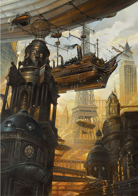 Steampunk Cityscapes | [image: Inline image 2][image: Inline… | Flickr Ville Steampunk, Steampunk Kunst, Steampunk Mode, Steampunk Illustration, Steampunk City, Steampunk Artwork, Steampunk Airship, Steampunk Aesthetic, Steampunk Tendencies