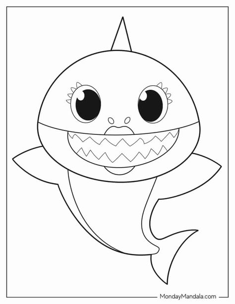 Baby Shark Bedroom, Baby Shark Coloring Pages, Baby Shark Coloring, Toddler Bulletin Boards, Shark Bedroom, Animal Masks For Kids, Drawing Baby, Shark Painting, Art For Toddlers