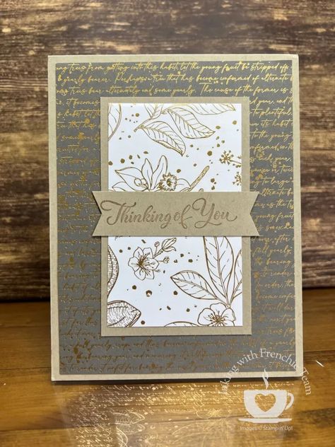 Nature's Sweetness Showcase with Frenchie's Teammates. Stampin Up Nature's Sweetness Dsp, Natures Sweetness Stampin Up Cards, Designer Paper Cards, Dsp Cards, Stamped Christmas Cards, Nature Card, Leaf Cards, Designer Paper, Unique Greeting Cards