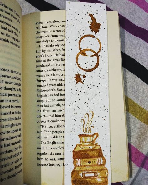 Books Marks Ideas, Book Marks Design, Books Marks, Aesthetic Bookmark, Water Bottle Crafts, Coffee Shop Branding, Bookmark Ideas, Shop Branding, Coffee Painting