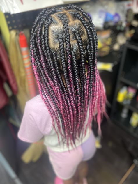 Pink Braids For Kids, Pink Box Braids, Kids Box Braids, Phoenix Hair, Braids For Kids, African Braids Hairstyles, African Braids, Black Braids, Pink Kids