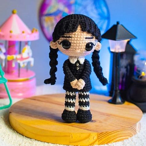 Addams Family Amigurumi, Crochet Wednesday Doll Free Pattern, Wednesday Addams Amigurumi Free Pattern, Crochet Wensday, Wednesday Addams Crochet Pattern, Wednesday Crochet Pattern Free, Crochet Audrey 2 Free Pattern, Wednesday Adams Crochet Pattern, Free Wednesday Addams Crochet Pattern