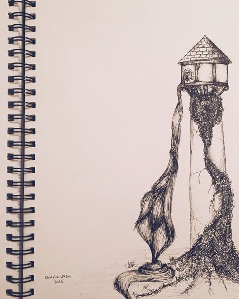 Rapunzel's Tower  Pinterest: @daniyell8 Instagram: @dwartaccount Tower Sketch, Rapunzel's Tower, Tangled Tower, Rapunzel Tower, Sketch Architecture, Architecture Sketch, Pencil Drawing, Rapunzel, Tangled