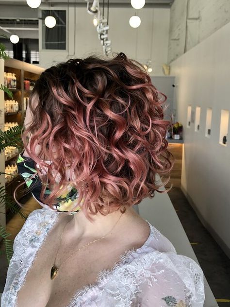 Curly Pink Hair, Pink Curly Hair, Curly Cuts, Booking Available, Curly Color, Dyed Curly Hair, Highlights Curly Hair, Brown Curly Hair, Dyed Hair Inspiration